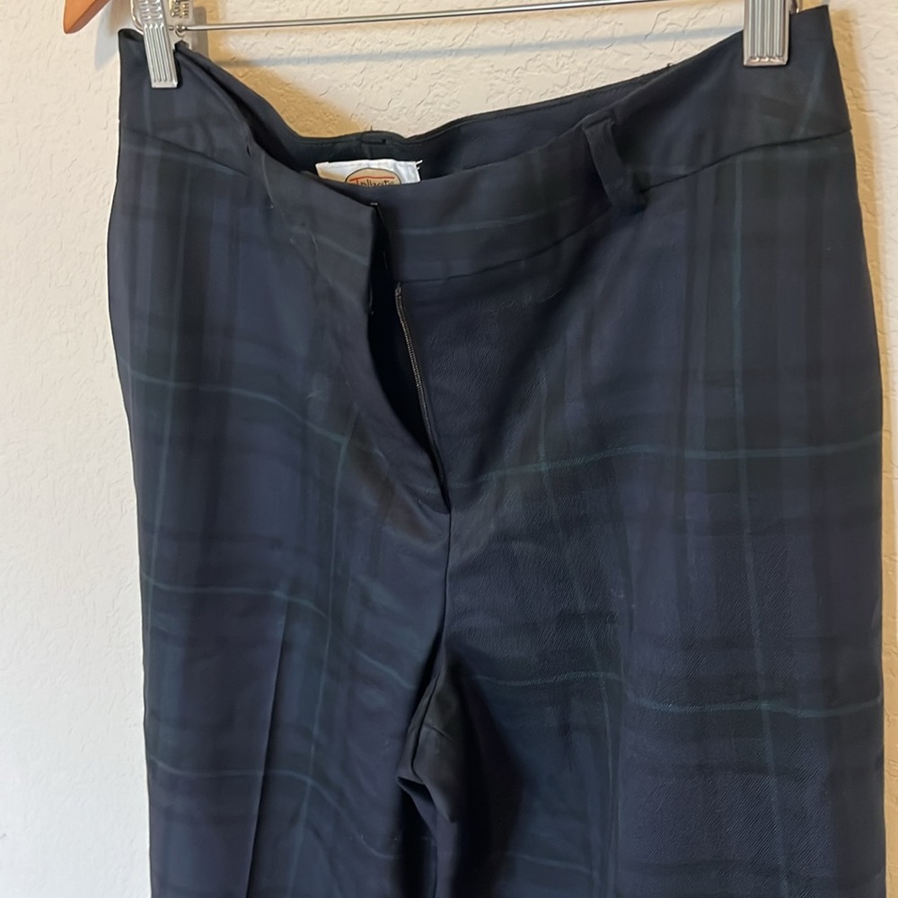 Talbots women’s wide leg plaid dark blue and dark green dress pants size 10